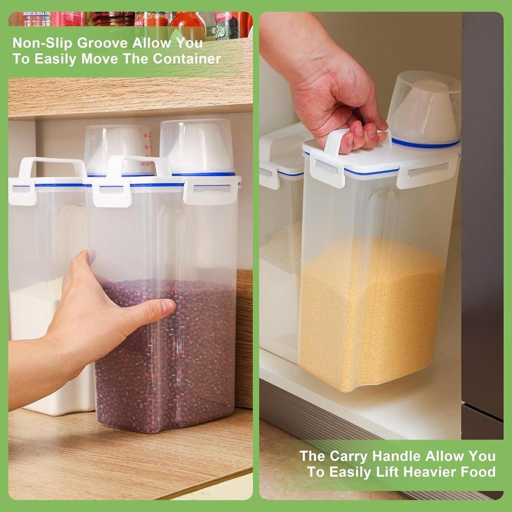 Rice Dispenser Rice Storage Container with Measuring Cup for Cereal Grain Sugar Oatmeal Flour Storage Kitchen Airtight Container
