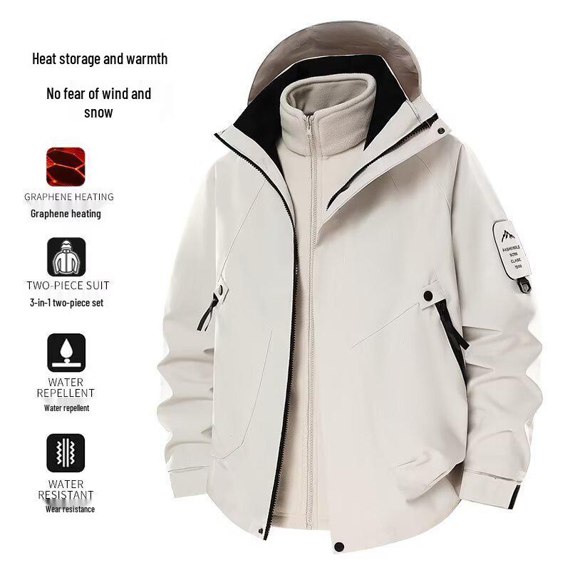 Unisex Three-in-One Windproof Mountaineering Jacket - Detachable and Plus Size for Autumn/Winter L