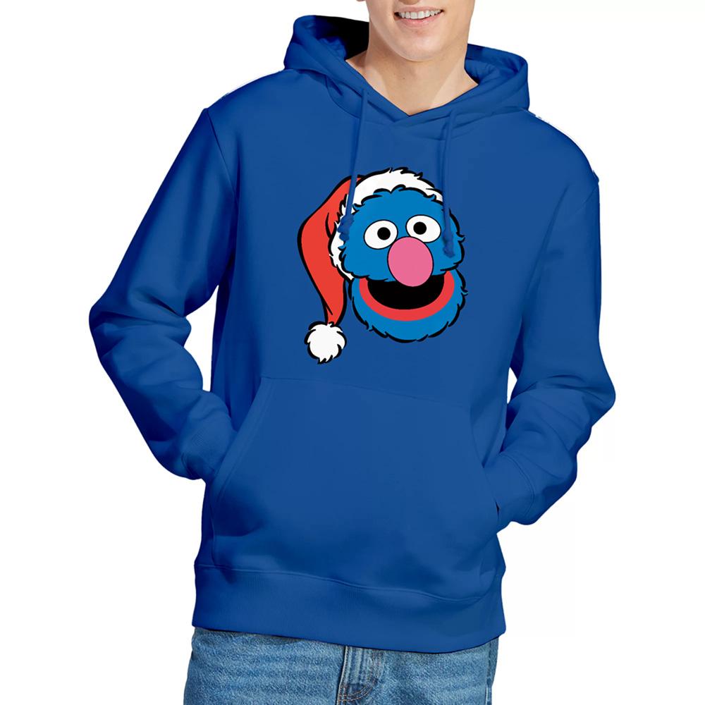Sesame Street Unisex Adult Grover Santa Hat Christmas Hoodie