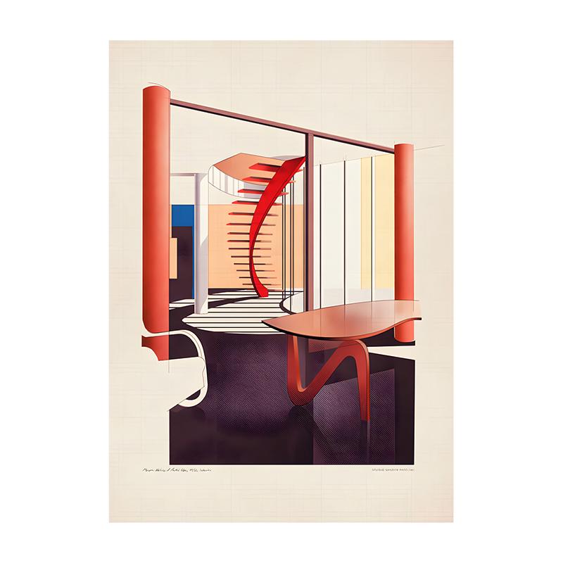 Vintage Bauhaus Residential Composition Poster Print Classic Canvas Painting Abstract Wall Art Picture for Home Decoration