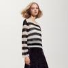 Women's Striped Hollow-Out Long-Sleeve Knit Top