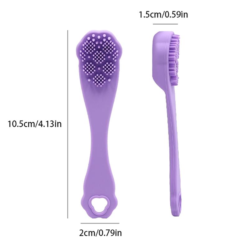 Finger Cover Long Handle Design Silicone Cleansing Face Brush Washing Facial Pore Cleaner Exfoliator Face Detail Washing Brush