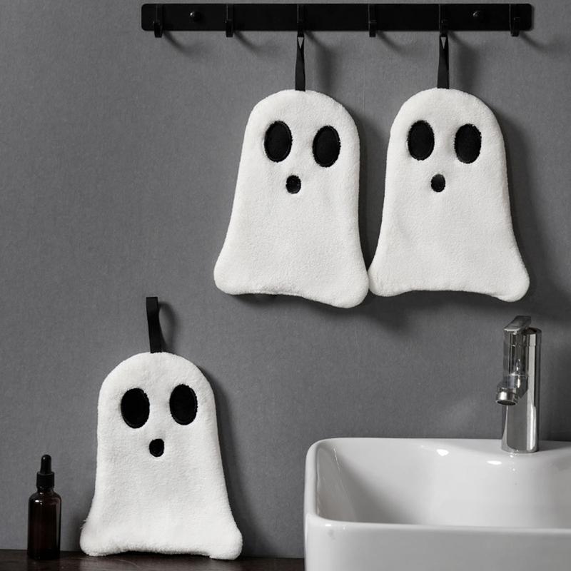 Halloween Ghost Hand Towels For Bathroom Halloween Ghost Embroidered Hand Drying Towels Halloween Kitchen Towel Absorbent Ghost