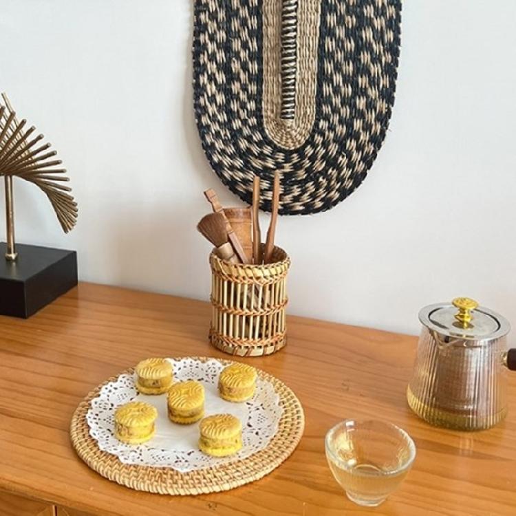 Multipurpose Plant Storage Vases Sturdy Rattan Handwoven Basket Accessories Portable for Farmhouses Styles Decoration