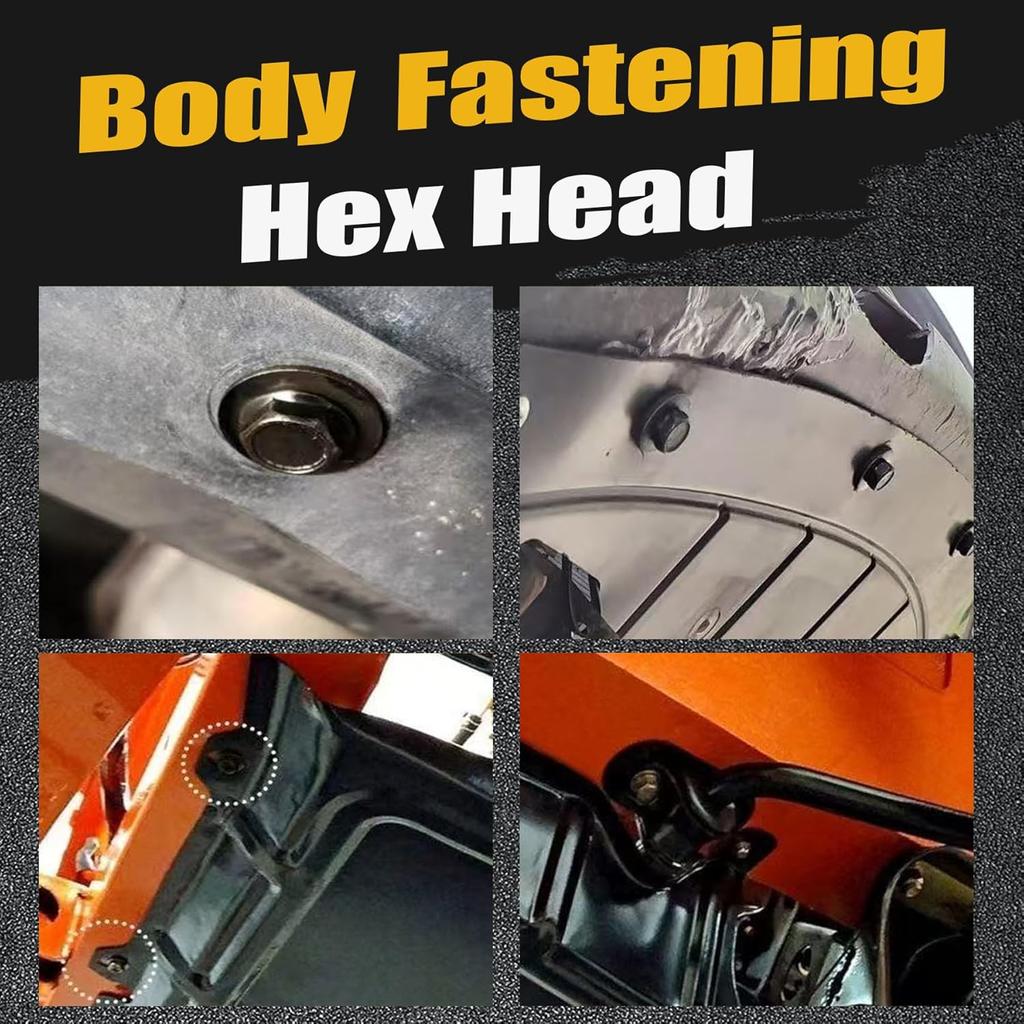 M6-1.0 Body Bolts & U-Nut Clips Kits,Hex Head Automotive Body Fender Bolts Kit Replacement for Most Cars Engine Cover and Bumper Fender Liner (30)