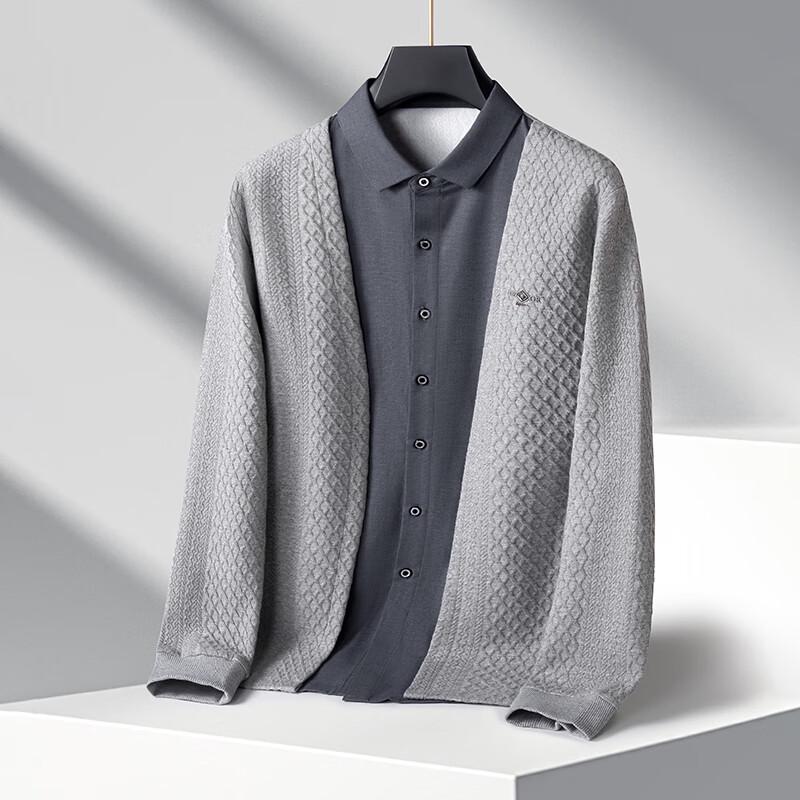 

Dibinze Men s Plus Size Business Casual Faux Layer Long-Sleeve Cotton Blend Shirt XL