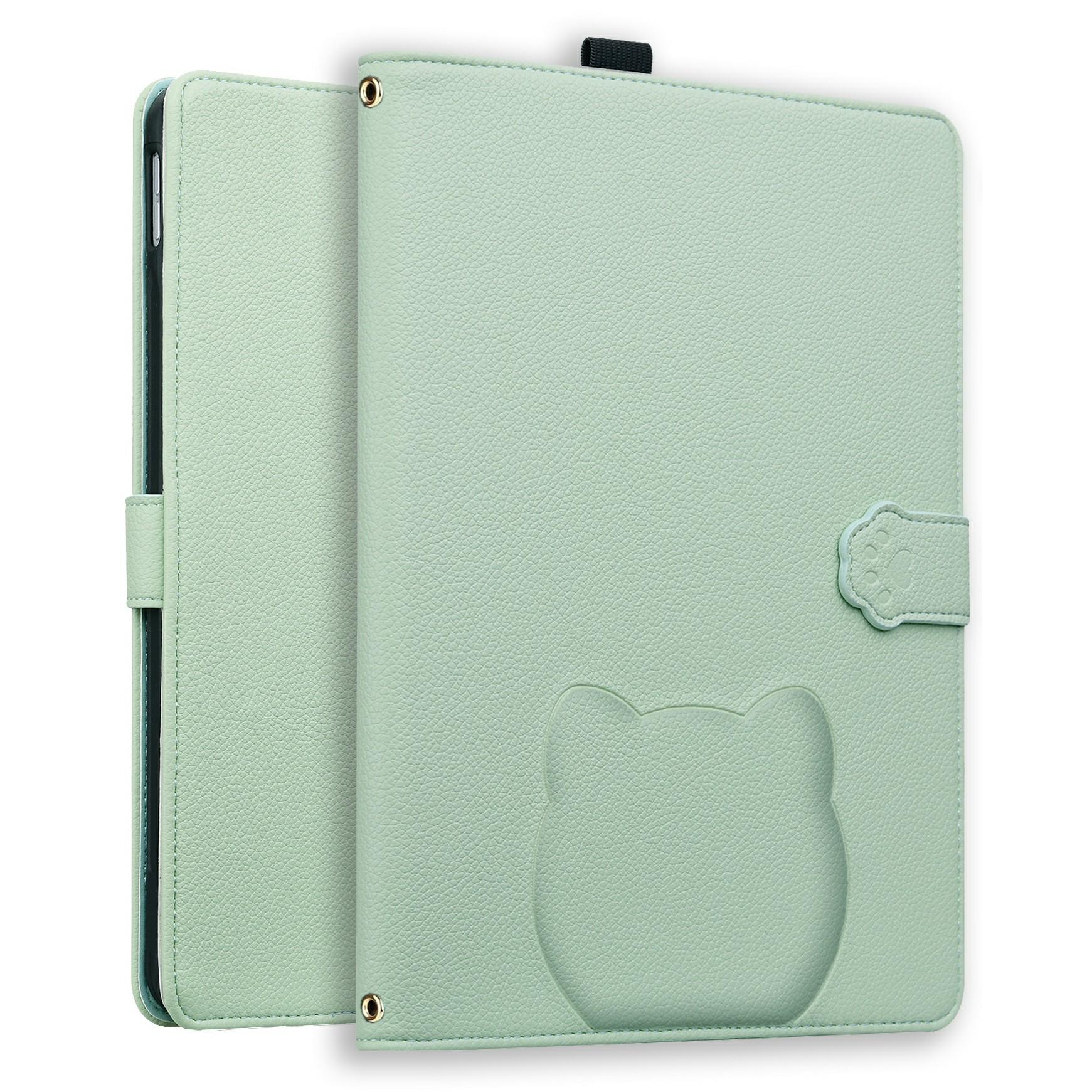 

Wallet Case for Amazon Kindle Paperwhite (2024) Leather Stand Table Cover with Stylus Holder,3D Effect Cat Pattern Green