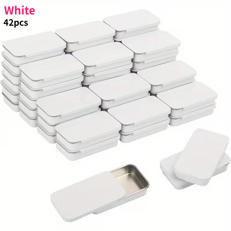 42pcs Metal Can Containers Set with Lids Sliding Lid Storage Boxes for Small Items Jewelry Earrings Handicraft Organizer Storage