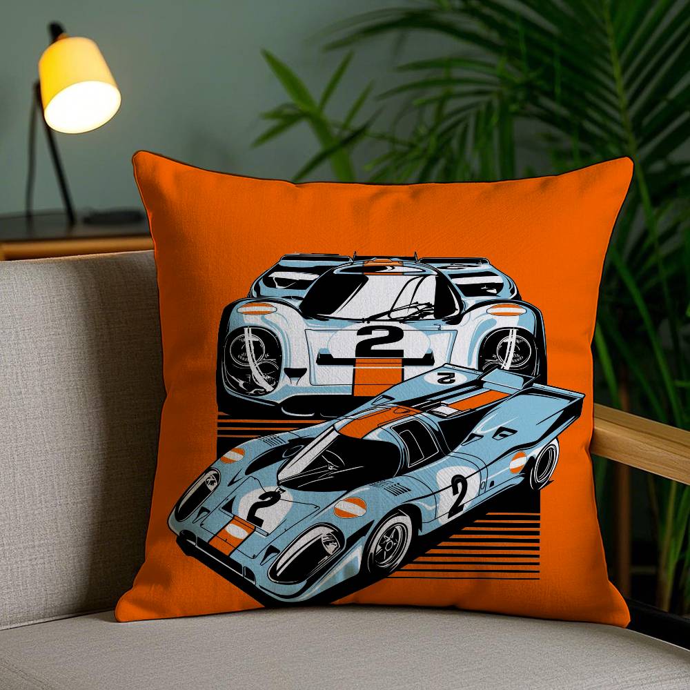 

Classic Handsome Sports Car Prints Pillow Case Anti-dustmite Pillowcase Invisible zipper silky short plush Sofa cushion cover 12x12Inch