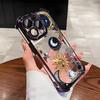 Retro Sun Star Pattern Electroplate AntiDrop Phone Case For iPhone 16 Pro Max 15 14 Plus 13 12 11 17 Air 16E Transparent Cover