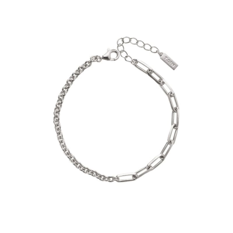 Tirr Lirr Tizen Maximize Twin Clip Chain Silver White Bracelet TBSSVW14025M