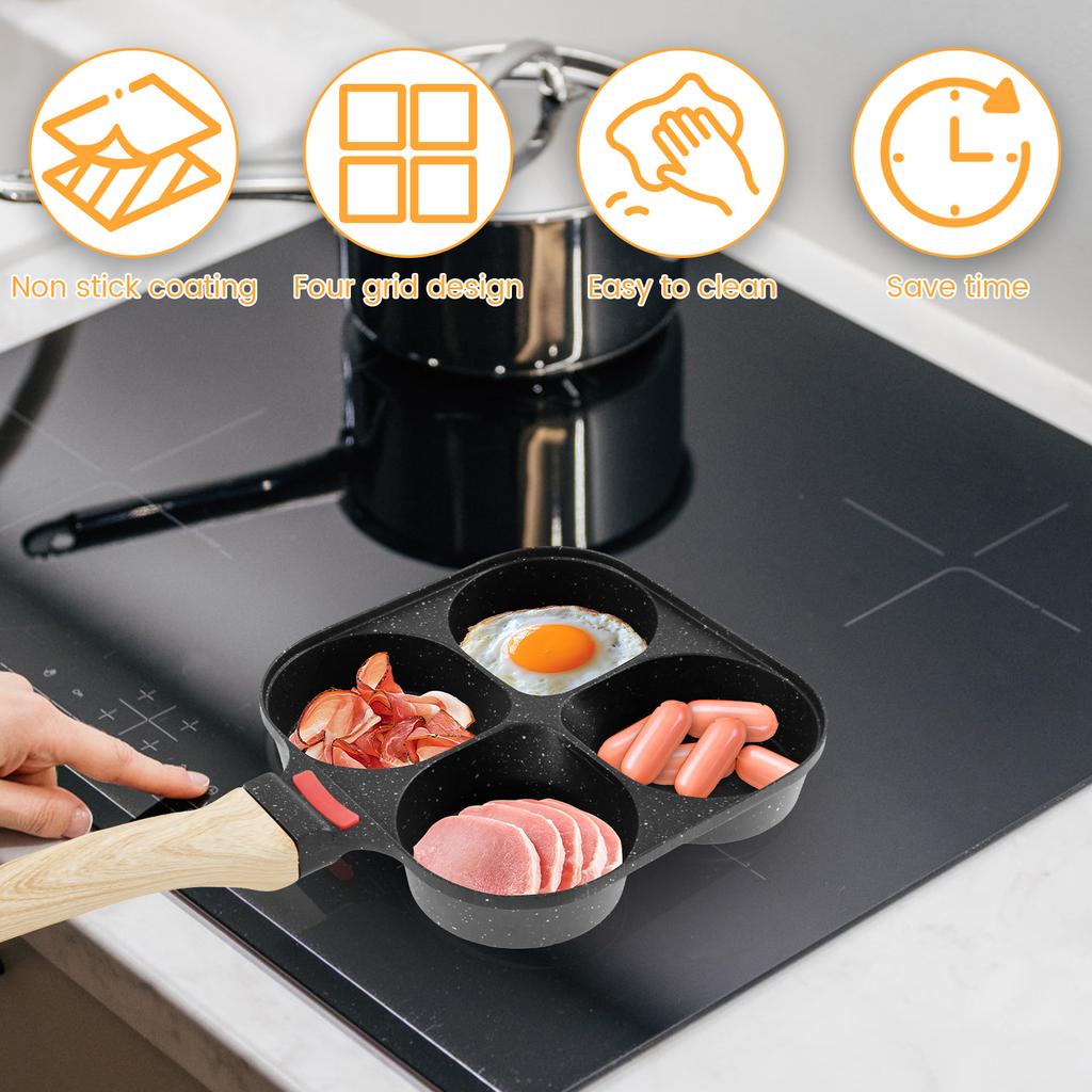 Egg Frying Pan Nonstick Pancake Pans 4-Cups Cookware Pancake Pan Egg Pan Suitable for Gas Stove Induction Cooker Breakfast Maker