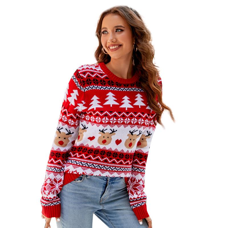 Women's Autumn and Winter Casual Pullover Christmas Top Knitted Sweater