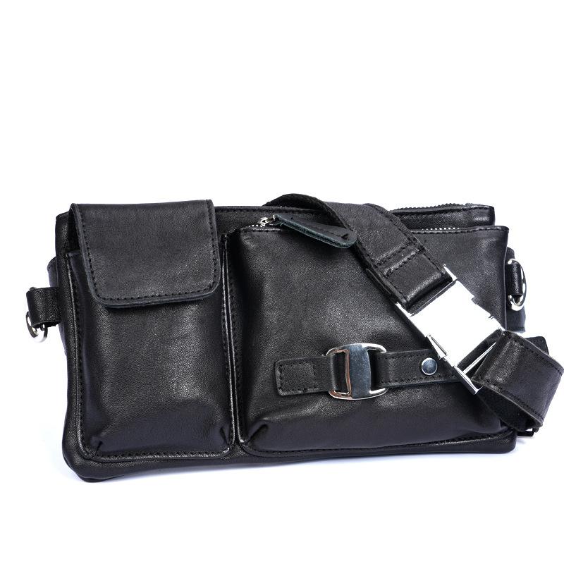 

Leather Waist Bag, Men s Chest Bag, Casual Men s Bag, Trendy Chest Crossbody Shoulder Bag чёрный