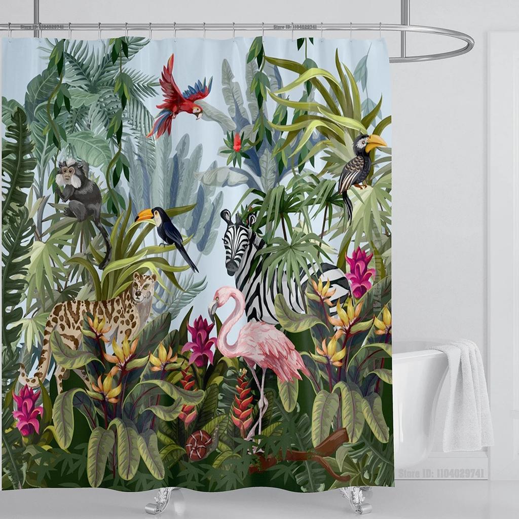 Chinese Style Flower And Birds Tree Shower Curtains Crane Pattern Bath Curtain Waterproof Bathroom Decor With Hooks 3D Printing