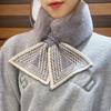 Winter Warm Solid Color Winter Neck Warmer Thicken Faux Rabbit Fur Plush Scarf Neck Warmer Cross Collar Scarf Cold Weather