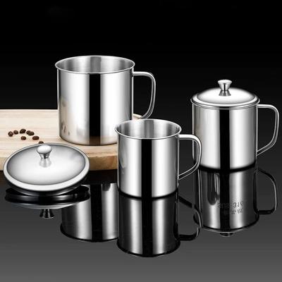 Neue 350-1250ml Tasse 304 Edelstahl Griffdesign Teetasse Mit Deckel Trinkgeschirr Camping