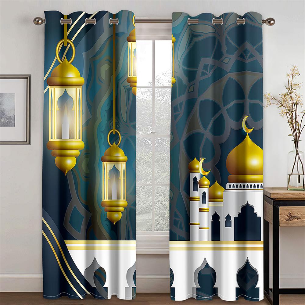 

Ид Рамадан Фестиваль Традиционный Дизайн Теневые Шторы 2 Панели Бесплатная Доставка Роскошная Гостиная Спальня Домашний Декор Тонкая Занавеска 100W130H(CM)40x51in&Grommet Top