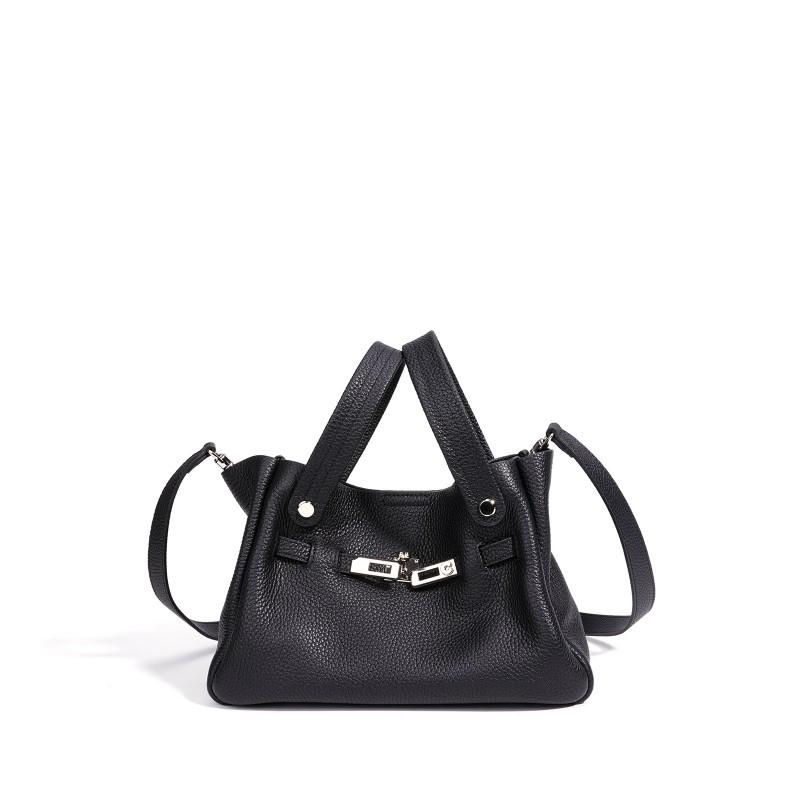 Top Layer Cowhide Leather Bag Female Niche Design Vegetable Basket Water Bucket Commuting Handbag Crossbody Manufacturer