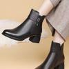 Fashion Women Soft Leather Boots Fashion Pointed Leather Boots High Top Cotton Shoes for Women Casual High-heel Ankle Boot Botas Mujeres