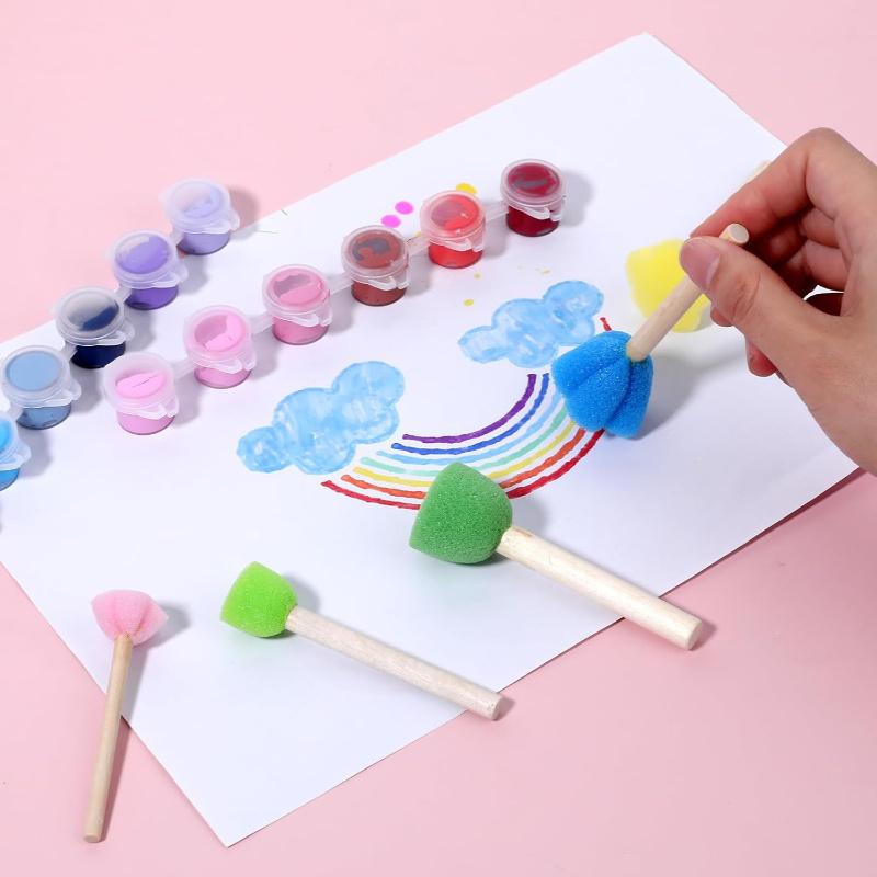 5pcs Child Interactive Puzzle Toys Children Drawing Toy Graffiti Assistance Tool Paint Brush Sponge Brush Finger Painting Parent