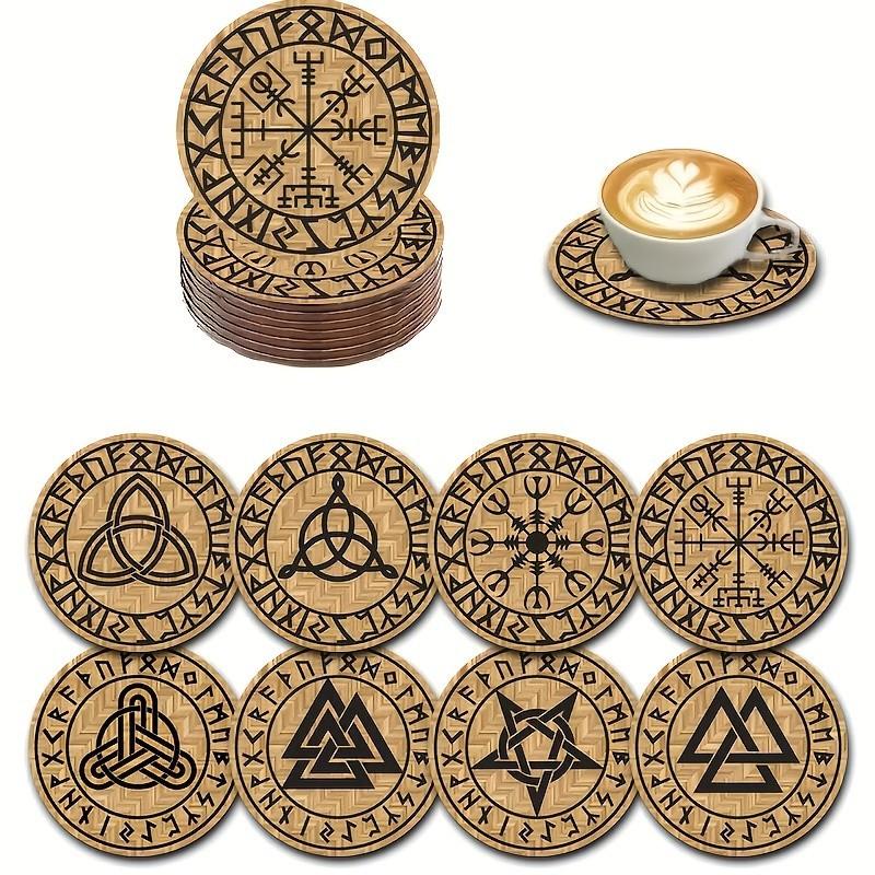 

Круглый Деревянный - Прочный, Термостойкий, Нескользящий и Легко Моющийся - Праздничный Обеденный Аксессуар | Яркие Узоры | Термостойкие Подставки 10*10*0.3cm