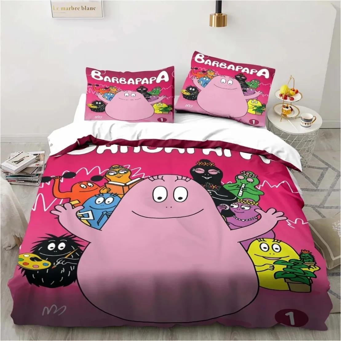 

3D Мультяшный Постельный Комплект B-Барбапапа Набор Пододеяльника с Наволочками Мягкий Приятный к Коже Односпальный Кинг-сайз Для Детей Подарок на День Рождения 2pcsEuSingle 135x200