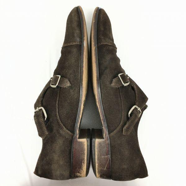 Made in Japan BEAMS HEART Suede Double Monk Strap Business Shoes Dark Brown size 26.0-26.5-27.0 Men's