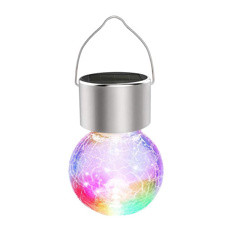 Solar LED Crackle Glass Jar Outdoor Decorative Light