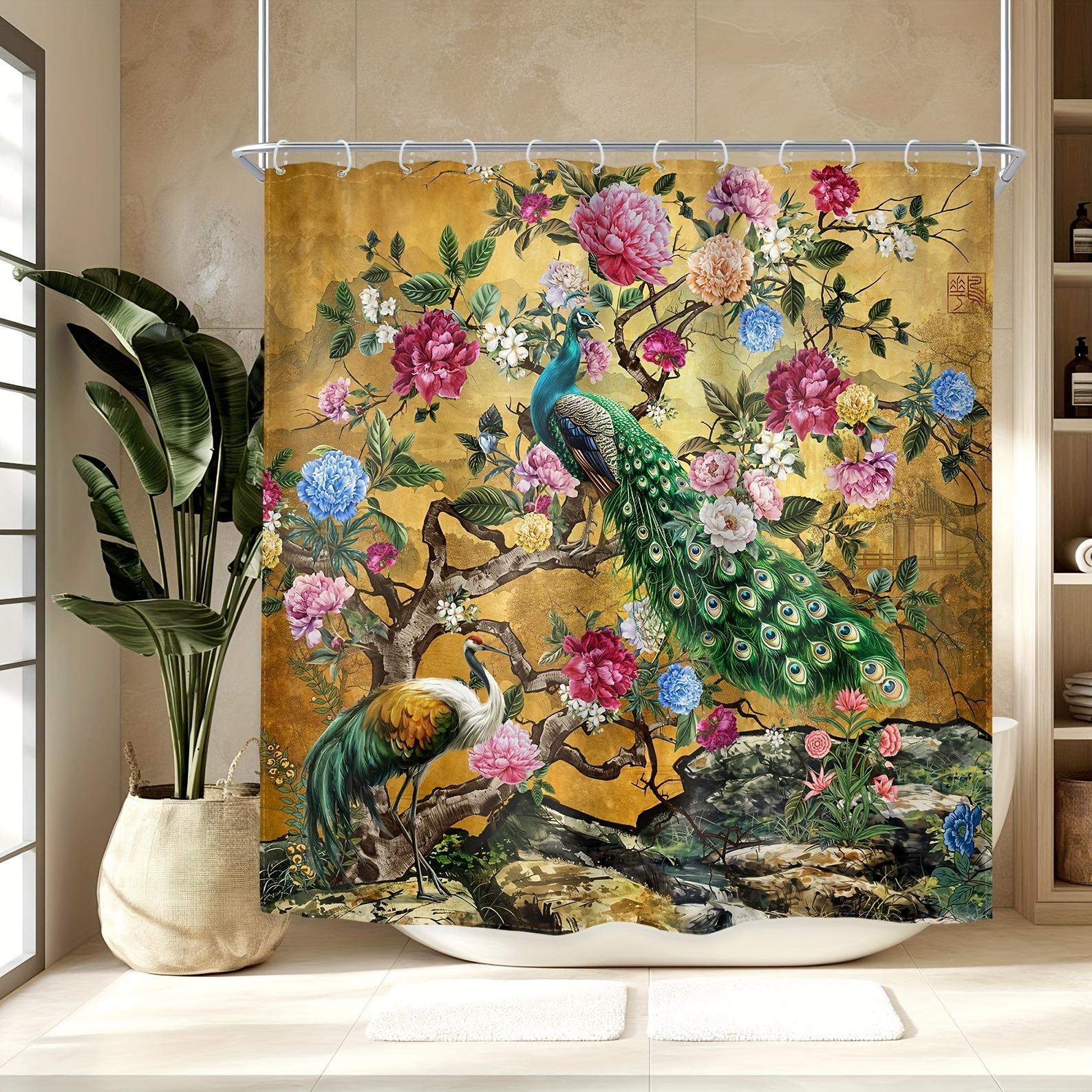 

Vibrant Floral Bouquet Shower Curtain - Water-Resistant Fabric For Bathroom - Ideal For Color And Nature Enthusiasts W60H190(CM)-1 Pcs
