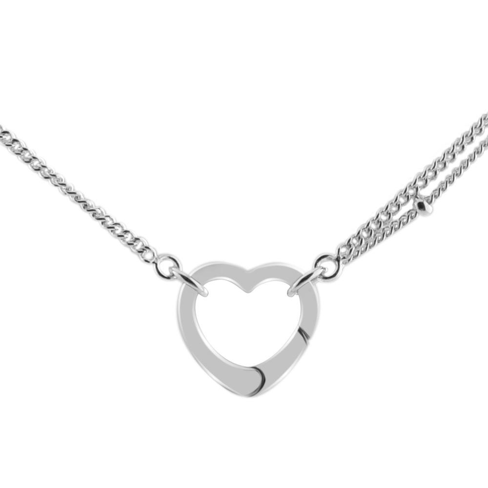 Open Heart Necklace Original 925 Sterling Silver Link Chian Necklaces & Pendants for Women Fashion Jewelry