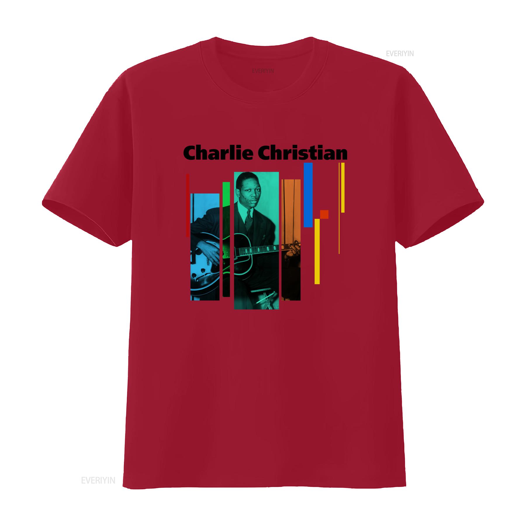 Charlie Christian Print Mens Black T Shirt Retro Guitarist Design Available in Sizes S to 5XL vintage Washed homme S