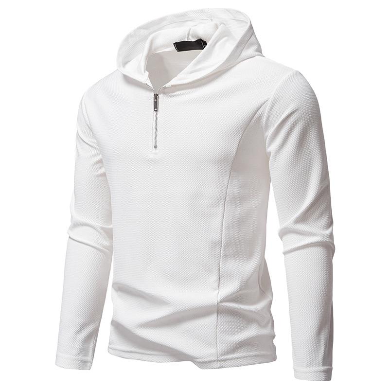 Men's Half-Zip Hooded Sweatshirt Casual Pullover for Men Autumn Winter Warm Textured Long Sleeve Hoodie Multi-Color Male Fashion Tops