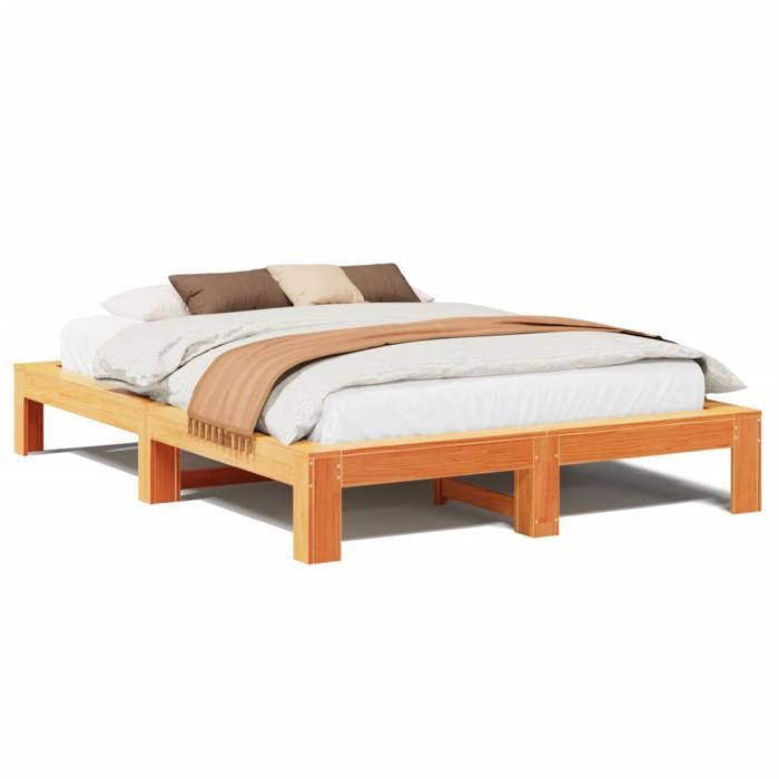 VidaXL Cadre de lit sans matelas cire marron 140x190cm bois pin massif 3308746