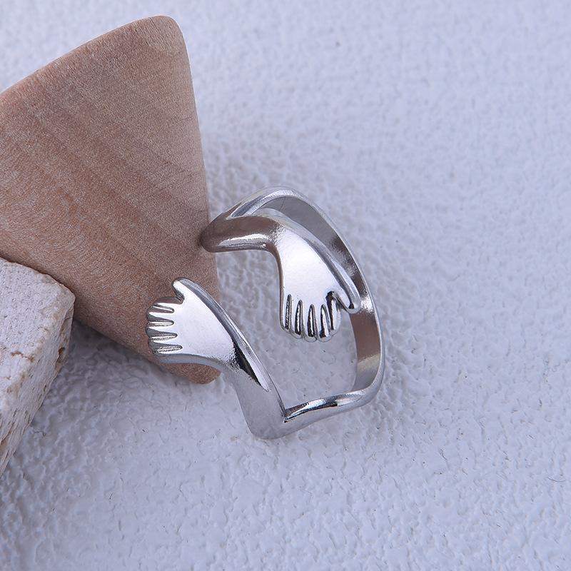 Den Ring mit beiden Händen umarmen Mode Persönlichkeit Damen Unregelmäßiger Öffnungsring Kreativer Handflächen- und Zeigefingerring