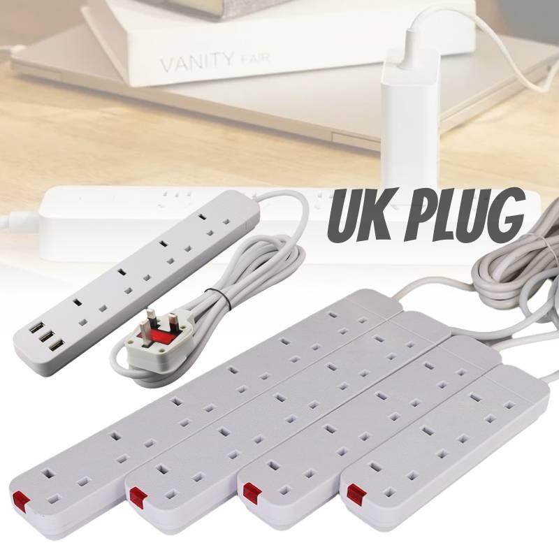 13a British Power Strip With 3 Meter Extension Cord And Multiple Outlets For Enhanced Convenience