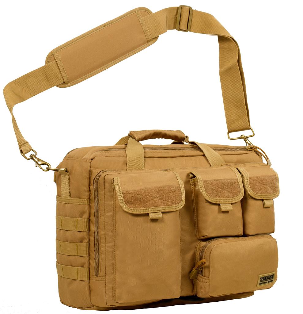 Cybertron Waterproof 900D Multifunctional Shoulder Bag with MOLLE Military Tactical Tote Messenger Computer Khaki Closure, Bag, 14.1" PC/Laptop Bag,