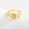 Fashionable Colorful Zircon Alphabet Adjustable Retro Ring