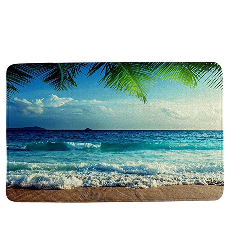 

Тропический морской берег Морской нескользящий коврик для ванной, коврик для двери, ванная комната, ванна, пол, кухонная зона, входная дверь, коврик, супер мягкий Fla