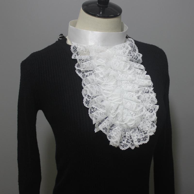 Ruffle Lace Neck Tie Shirt Front Detachable False Collar Necktie Stage Performance Party Multi-Layer Neckwear Neck Collar