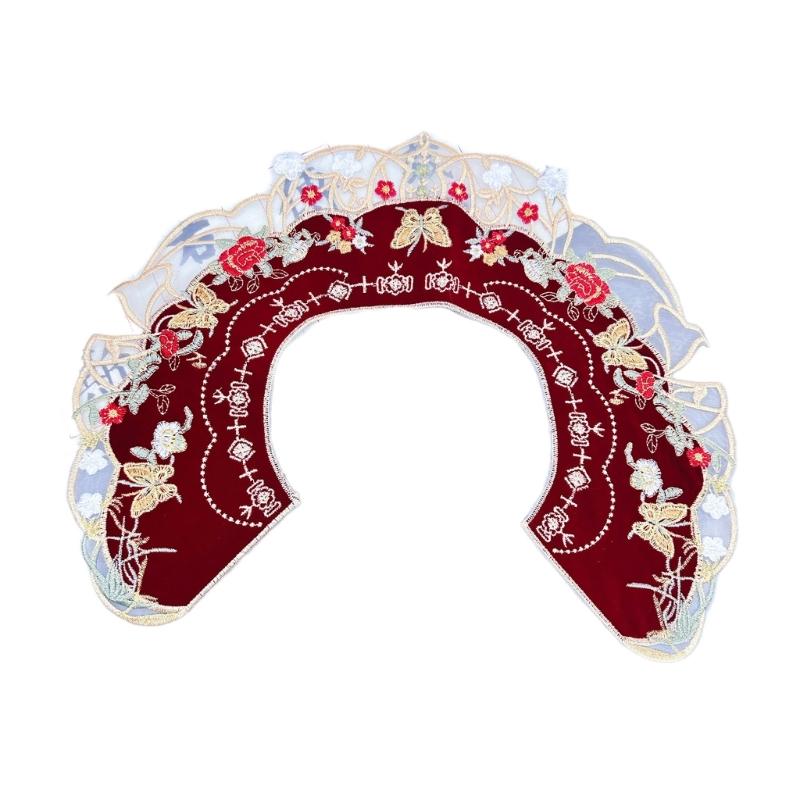 

Delicate Woman Girl False Collar Elegant Cloud Shoulder Lace Shawl Chinese Style Shirt Sweater Embroidered False Collar