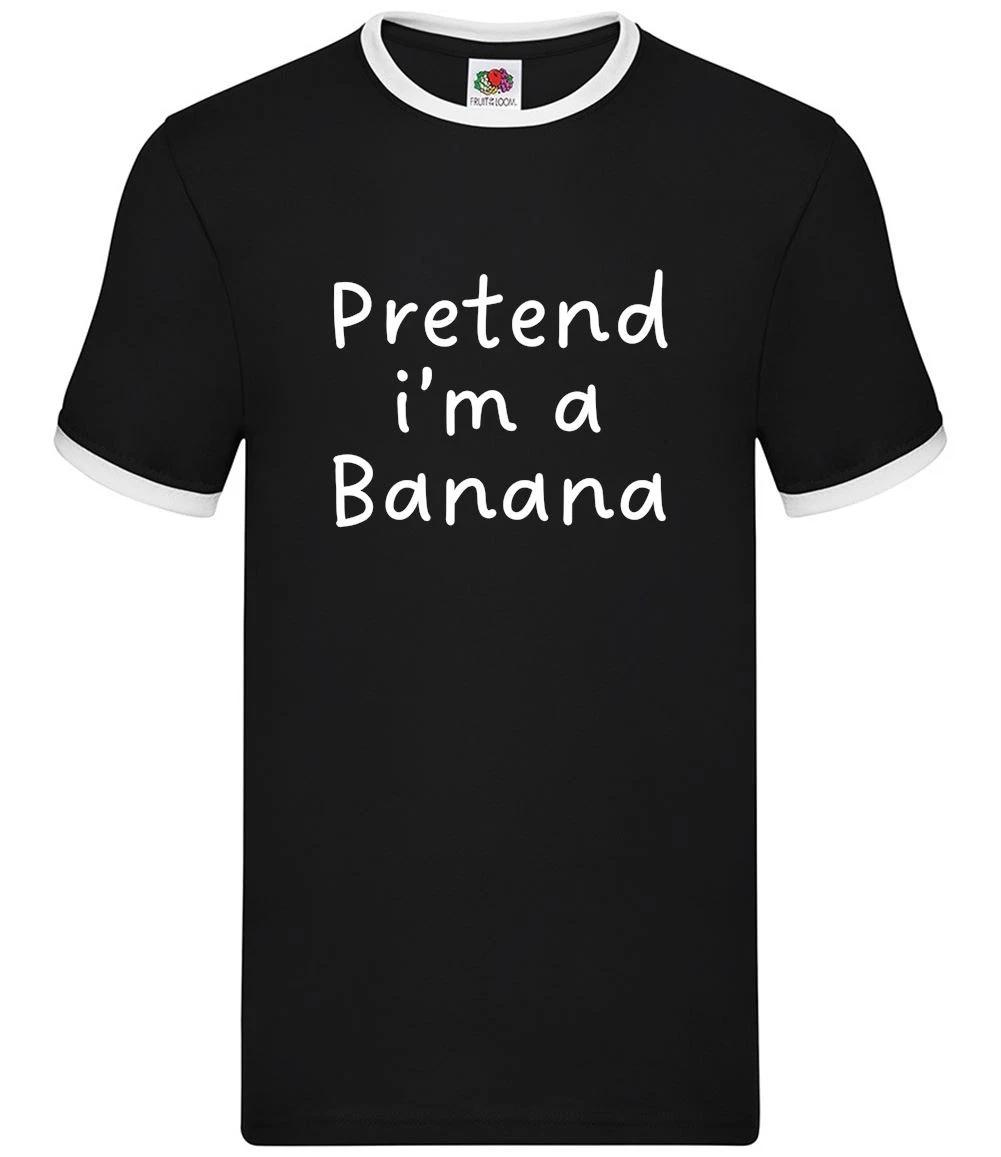Pretend I m A Banana - Mens Ringer - Fancy Dress Funny Costume Halloween XXL