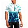 Men's Crew Neck Printed Zipper Breathable Quick Dry Short Sleeve Cycling Jersey for Outdoor Sports and Fitness Activities