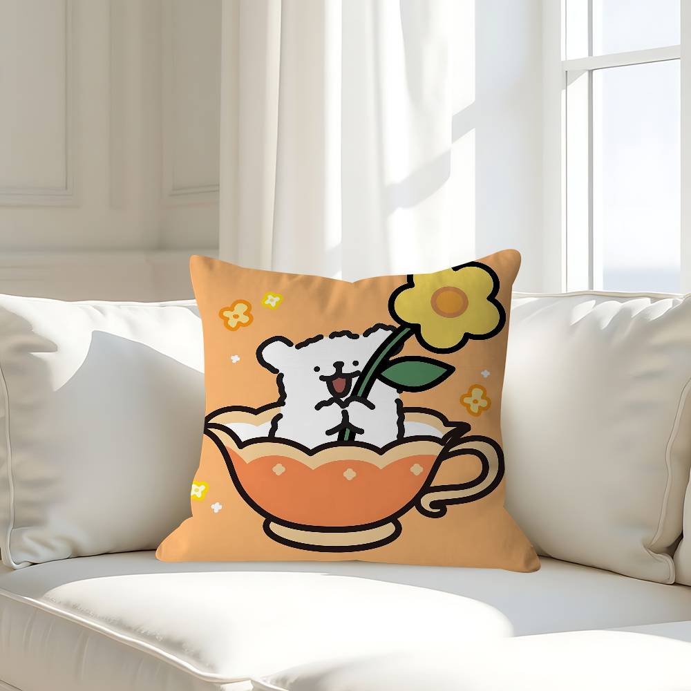 

L-Line Dog Pillow Covers Cartoon Sofa Decorative Home Double-sided Printing Short Plush Cute Cushion Cover 16x16Inch