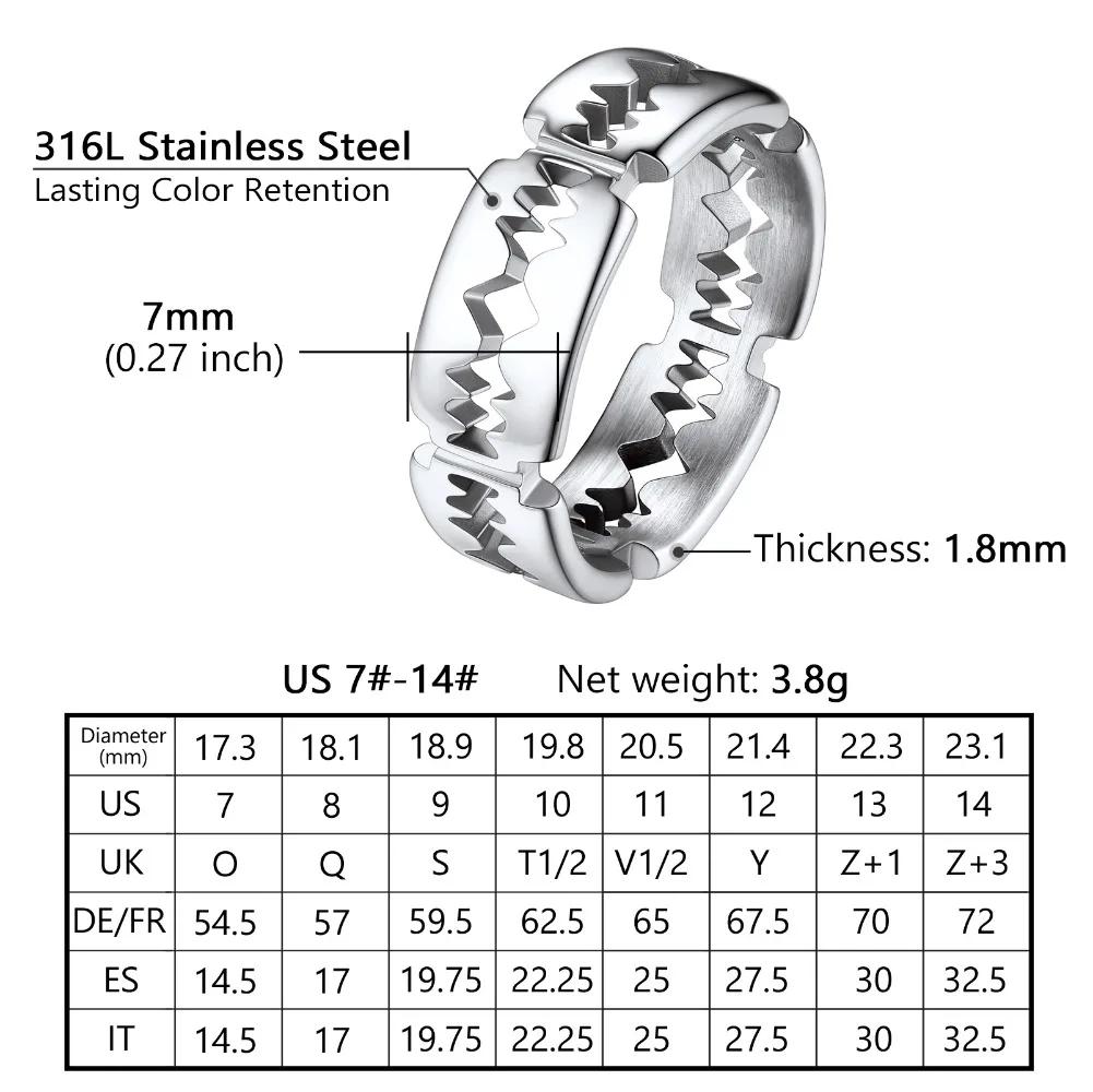 Stainless Steel Thick Blunt Blades Rings for Men Women Size 7-14 Safe Wearing Gothic Punk Cool Ring Party Jewelry Gift