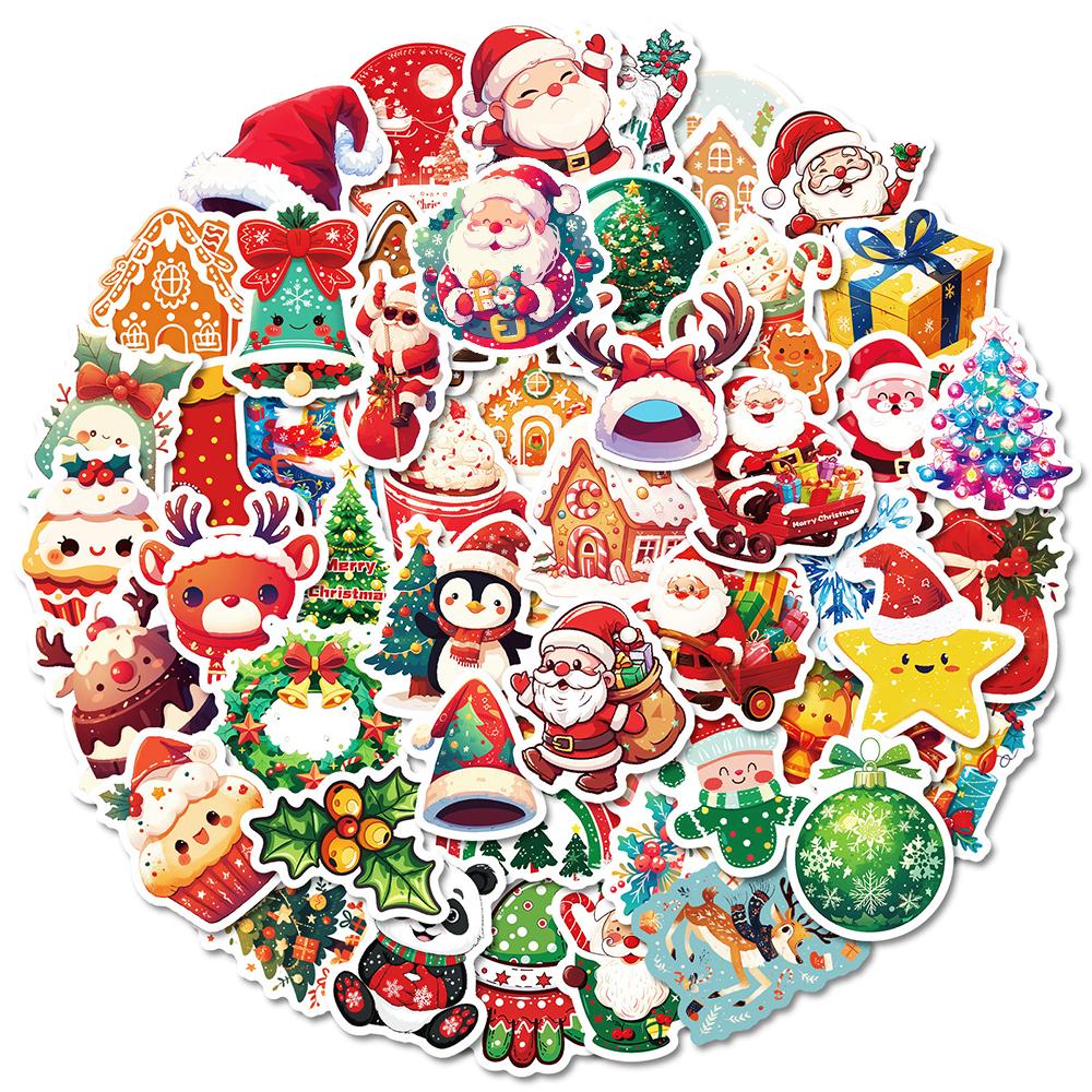 10/30/50/100pcs Kawaii Cartoon Christmas Stickers Santa Claus Aesthetic Decals Toy Kids DIY Diary Laptop Scrapbook Cute Sticker