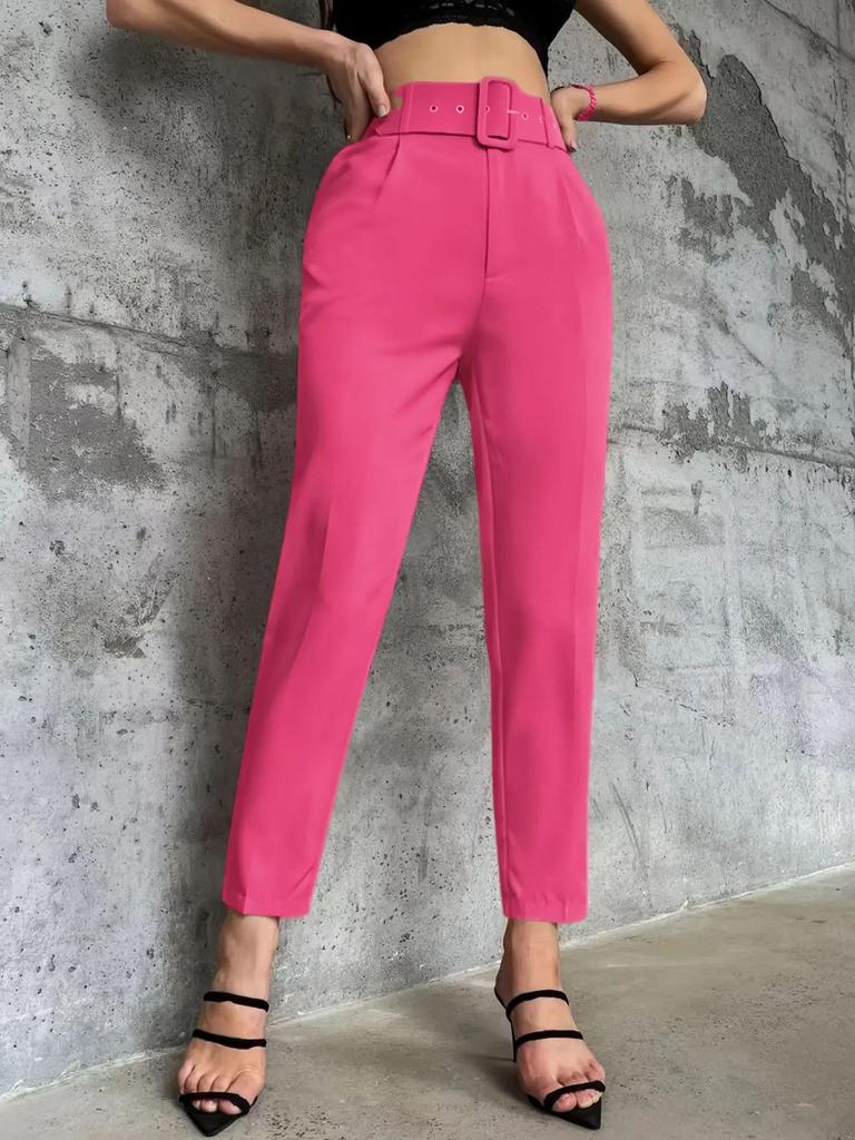 European & American Slim-Fit Straight-Leg Nine-Point Pants with Elastic Waistband