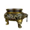 Copper Brass Household Indoor Offering Buddha God Of Wealth Double Dragon Three Legs Incense Burner Large