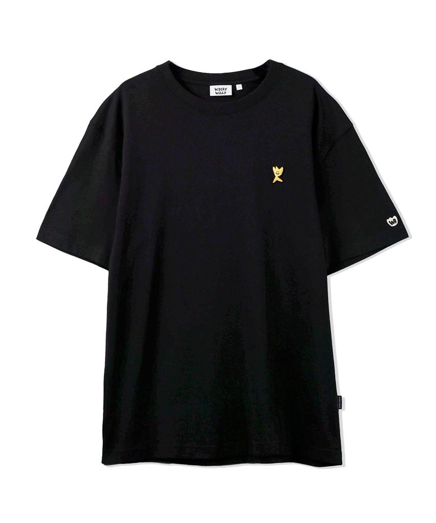 WACKY WILLY Signatur Kiki Aufnäher Kurzarm T-Shirt Schwarz