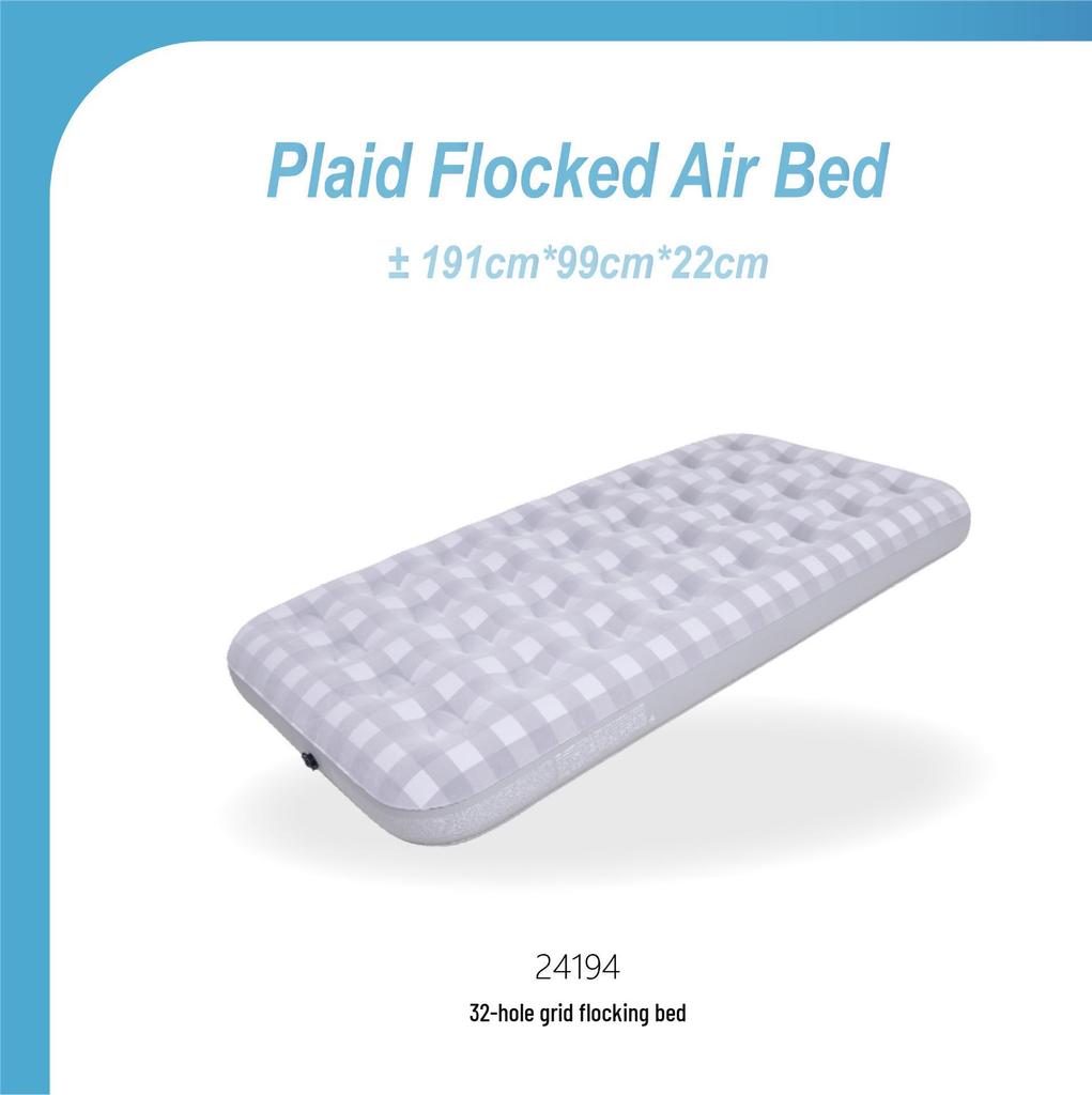 JILONG Double Size Inflatable Air Mattress with Flocked Surface for Home and Outdoor Use
